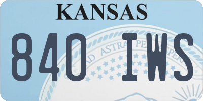 KS license plate 840IWS
