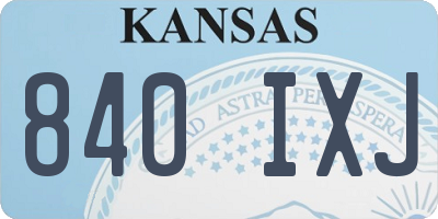 KS license plate 840IXJ