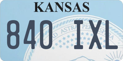 KS license plate 840IXL