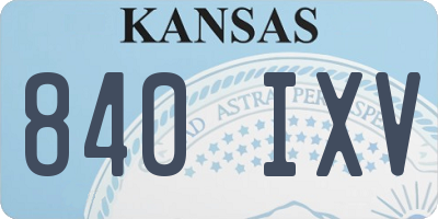 KS license plate 840IXV