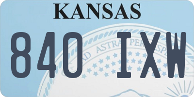 KS license plate 840IXW