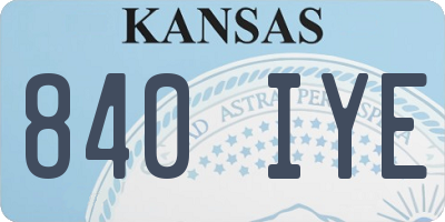 KS license plate 840IYE