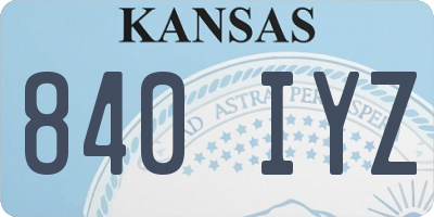 KS license plate 840IYZ