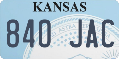 KS license plate 840JAC
