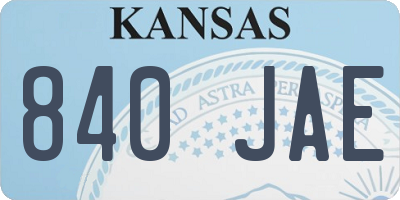 KS license plate 840JAE