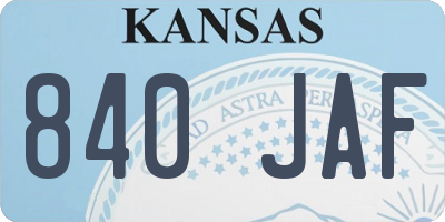 KS license plate 840JAF