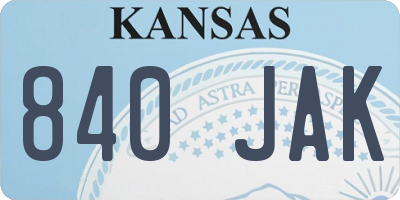 KS license plate 840JAK