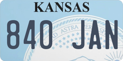 KS license plate 840JAN