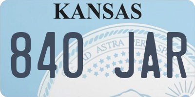KS license plate 840JAR