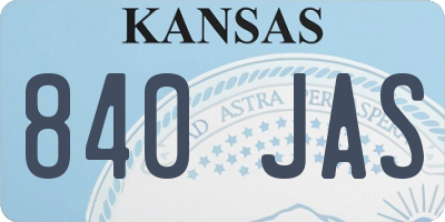 KS license plate 840JAS