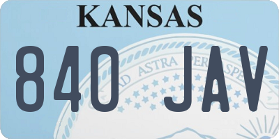 KS license plate 840JAV