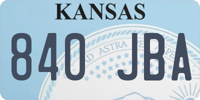 KS license plate 840JBA