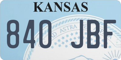 KS license plate 840JBF