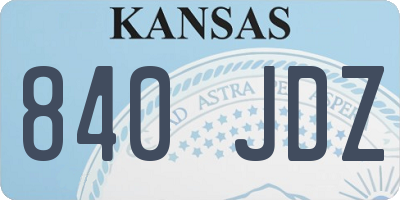 KS license plate 840JDZ