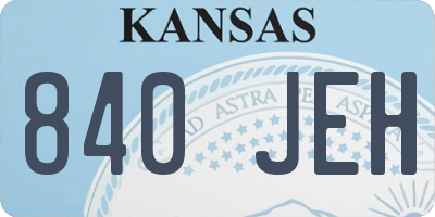 KS license plate 840JEH