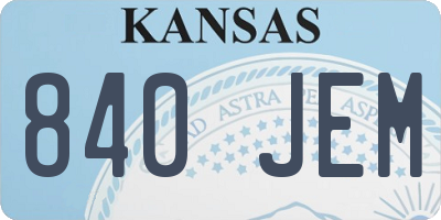 KS license plate 840JEM