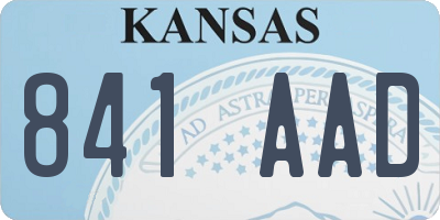 KS license plate 841AAD