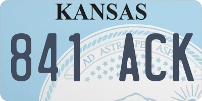 KS license plate 841ACK