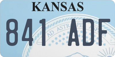 KS license plate 841ADF