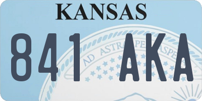 KS license plate 841AKA