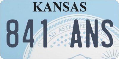 KS license plate 841ANS