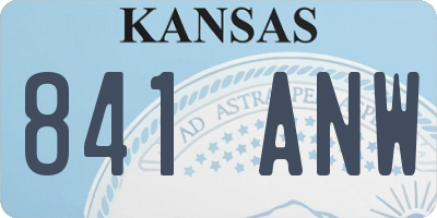 KS license plate 841ANW