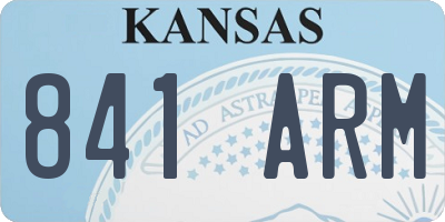 KS license plate 841ARM