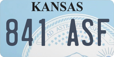 KS license plate 841ASF