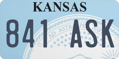 KS license plate 841ASK