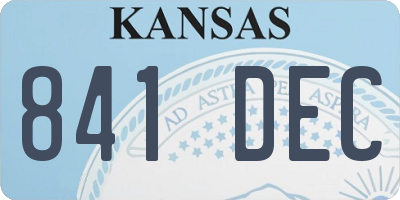 KS license plate 841DEC