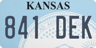 KS license plate 841DEK