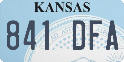 KS license plate 841DFA