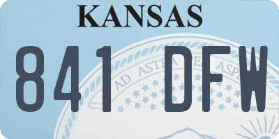 KS license plate 841DFW