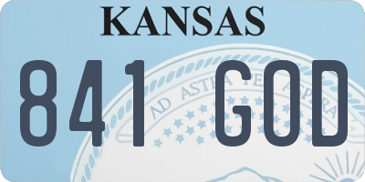 KS license plate 841GOD