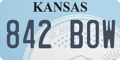 KS license plate 842BOW