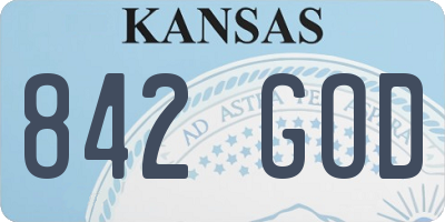 KS license plate 842GOD