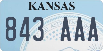 KS license plate 843AAA
