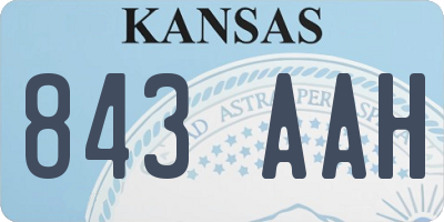 KS license plate 843AAH