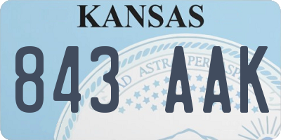 KS license plate 843AAK