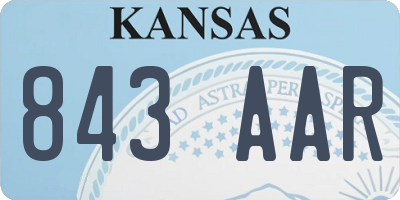 KS license plate 843AAR