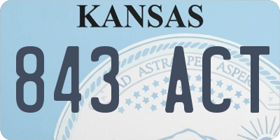KS license plate 843ACT