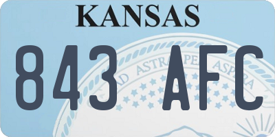 KS license plate 843AFC