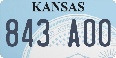 KS license plate 843AOO