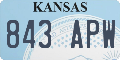 KS license plate 843APW