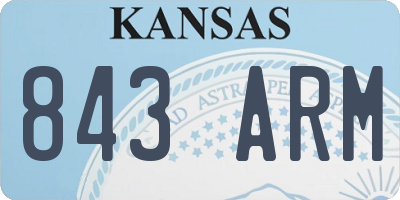 KS license plate 843ARM