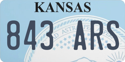 KS license plate 843ARS