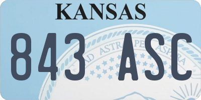 KS license plate 843ASC