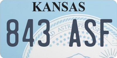 KS license plate 843ASF