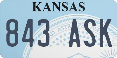 KS license plate 843ASK