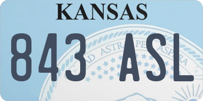 KS license plate 843ASL